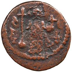 ARAB-BYZANTINE: Standing Emperor, ca. 660s-680s or later, AE fals (4.10g), Tabariya