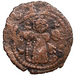 ARAB-BYZANTINE: Standing Emperor, ca. 680-690, AE fals (4.83g), Tabariya