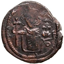 ARAB-BYZANTINE: Standing Emperor Type, ca. 680s-700s, AE fals (2.98g), Pseudo-Damascus, "year 17"