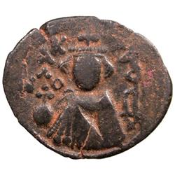 ARAB-BYZANTINE: Imperial Bust, ca. 685-692, AE fals (2.79g), Hims