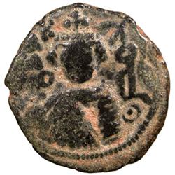 ARAB-BYZANTINE: Imperial Bust, ca. 685-692, AE fals (3.72g), Hims