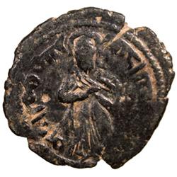ARAB-BYZANTINE: Standing Caliph, ca. 690s, AE fals (4.74g), Hims, ND