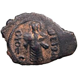 ARAB-BYZANTINE: Standing Caliph, ca. 690s, AE fals (2.52g), Filastin Filastin