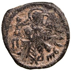 ARAB-BYZANTINE: Standing Caliph, ca. 690-698, AE fals (3.08g), Ayla