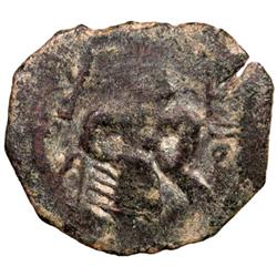 ARAB-BYZANTINE: Standing Caliph, ca. 685-700, AE fals (2.94g), Yubna