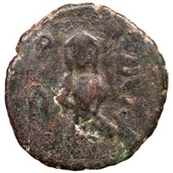 ARAB-BYZANTINE: Standing Caliph, ca. 685-700, AE fals (3.07g), Yubna