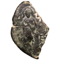 ARAB-BYZANTINE: Standing Caliph, ca. 685-700, AE fals (3.33g), Yubna