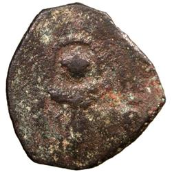 ARAB-BYZANTINE: Standing Caliph, ca. 685-700, AE fals (3.05g), Yubna