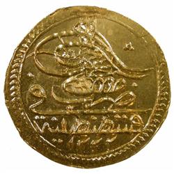 TURKEY: Mustafa IV, 1807-1808, AV 1/2 zeri mahbub (1.18g), Kostantiniye, AH1222 year 1