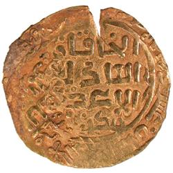 GREAT MONGOLS: Chingiz Khan, 1206-1227, AV dinar (5.36g) (Ghazna), AH618
