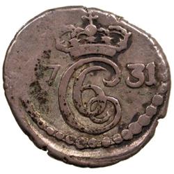 TRANQUEBAR: Christian VI, 1730-1746, AR 2 royaliner (3.20g), 1731
