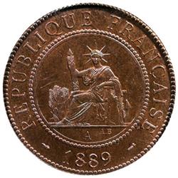 FRENCH INDOCHINA: AE cent, 1889-A