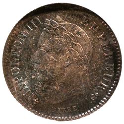 FRANCE: Napoleon III, 1852-1870, AR 20 centimes, 1867-BB