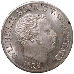 WURTTEMBERG: Wilhelm I, 1816-1864, AR 20 kreuzer, W, 1823