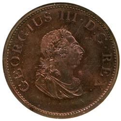 IRELAND: George III, 1760-1820, AE 1/2 penny, 1805