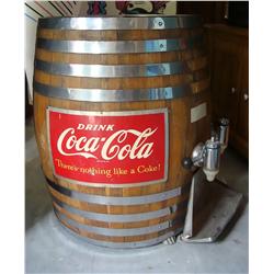 Impressive Vintage Coca-Cola Oak Barrel Triple Faucet Soda Dispenser