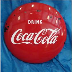 Vintage1950's Service Gas Station Large Coca-Cola Button Sign