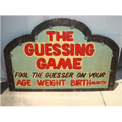Early & Rare Carnival Folk Art Guess Your Weight & Age Wooden Sign
