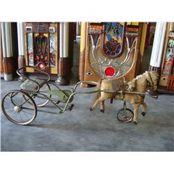 RARE C.1905 Photographers HUGE Carriage & Horse Pull Toy