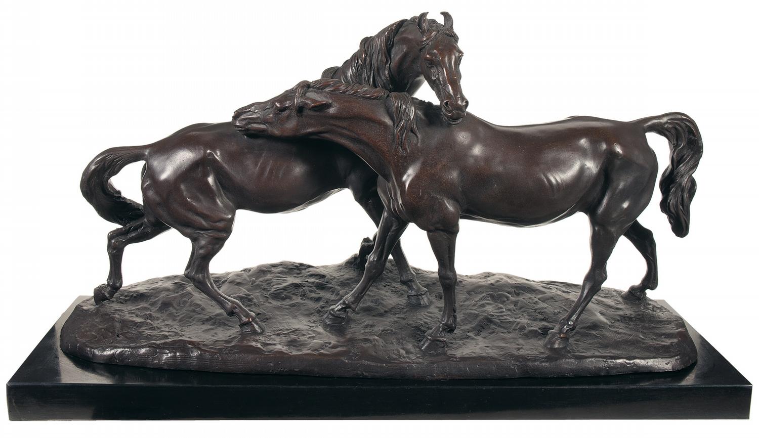 Unsigned Bronze Sculpture of Pair of Horses