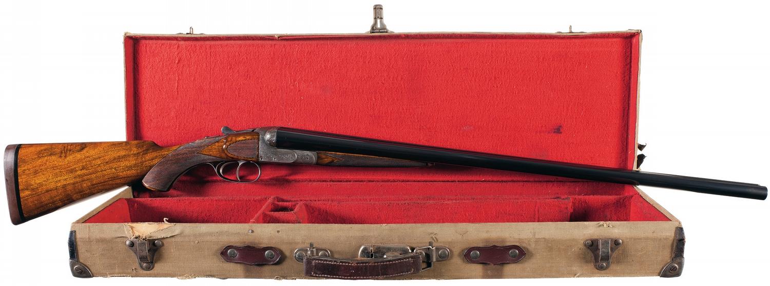 Engraved A. Francotte Double Barrel Box Lock Shotgun with Case