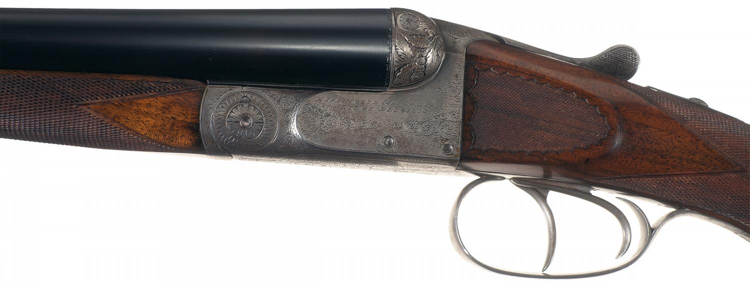 Engraved A. Francotte Double Barrel Box Lock Shotgun with Case