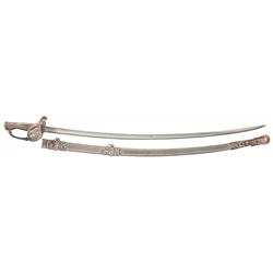 Silver Mounted W. Clauberg (Solingen) Staff & Field Officers Sword with Sheath Inscribed to Captain 