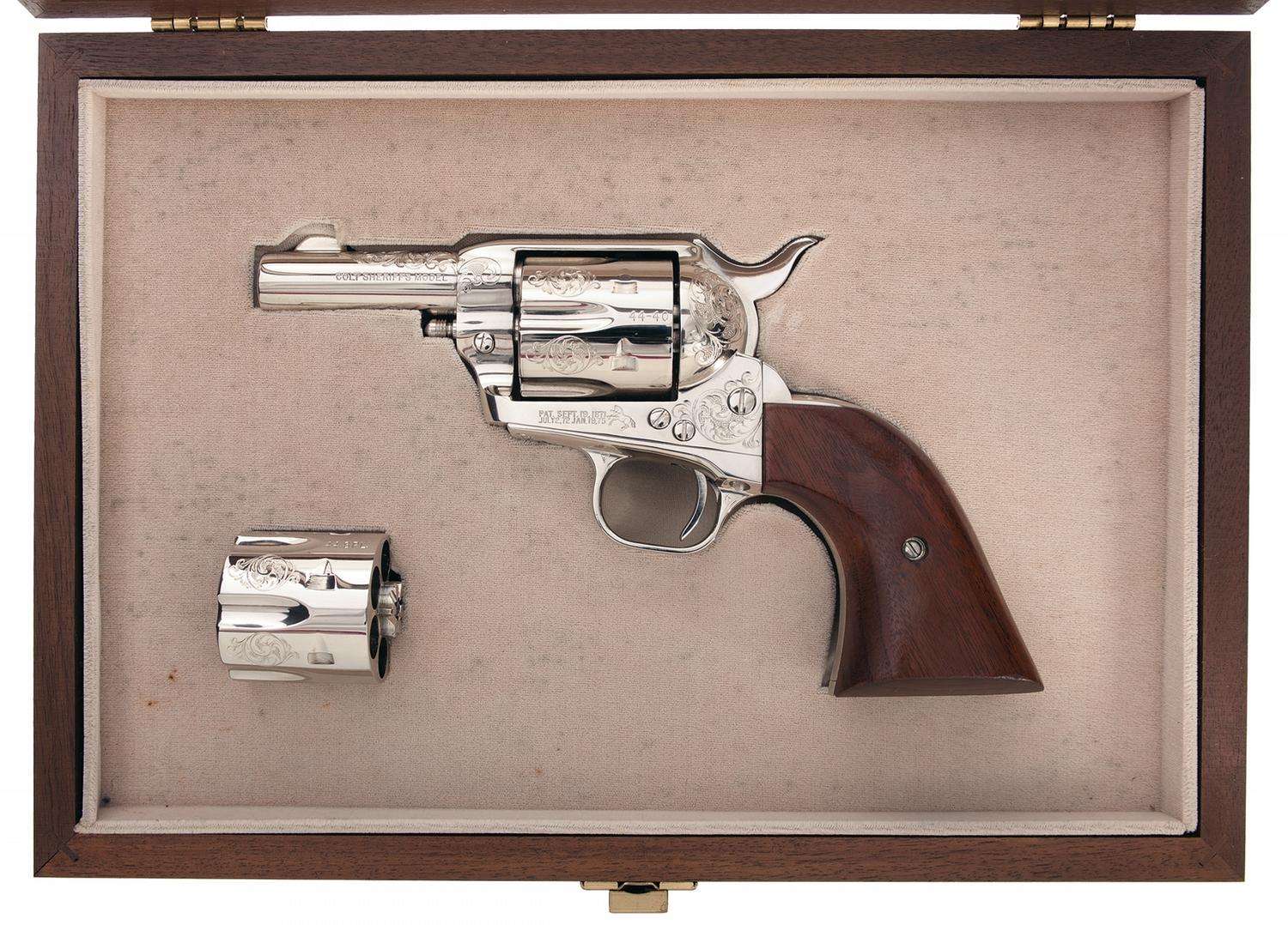 Cased Colt Factory 'A' Engraved Sheriffs Model Single Action Revolver ...