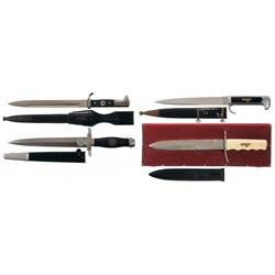 Two Italian Fascist Daggers and Two Nazi Air Protection League Edged Weapons