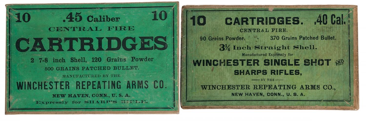 Two Winchester Boxes for Sharps Rifle Ammunition