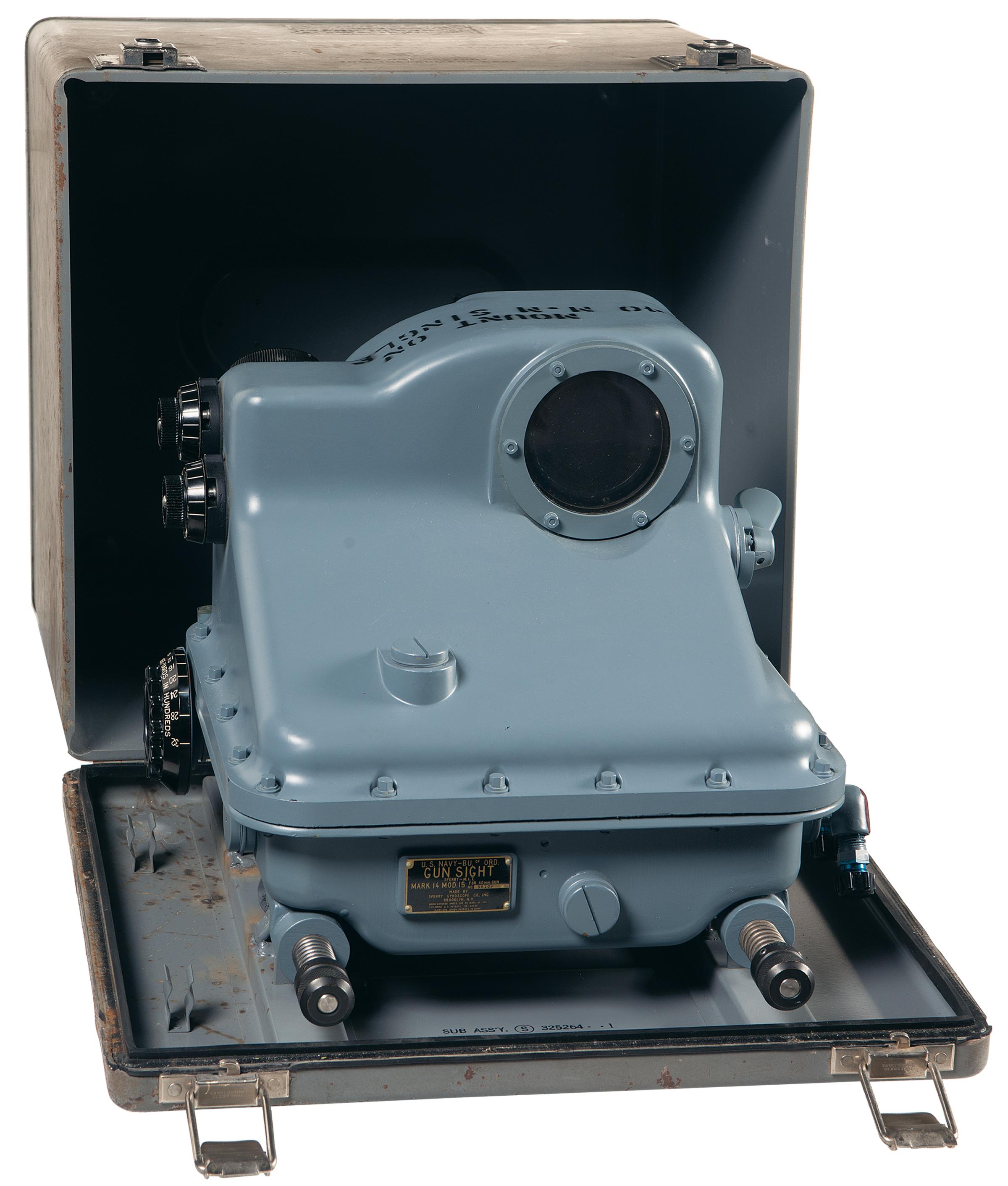 WWII Era Sperry Gyroscope Mark 14 Mod 15 Gyroscopic Gunsight with Case