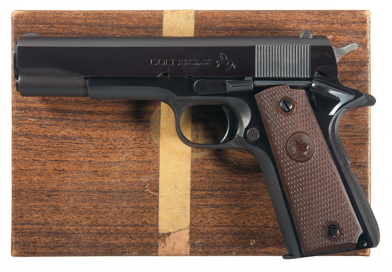 Excellent Colt Super 38 Semi Automatic Pistol With Matching Box excellent-colt-super-38-semi-automatic-pistol-with-matching-box