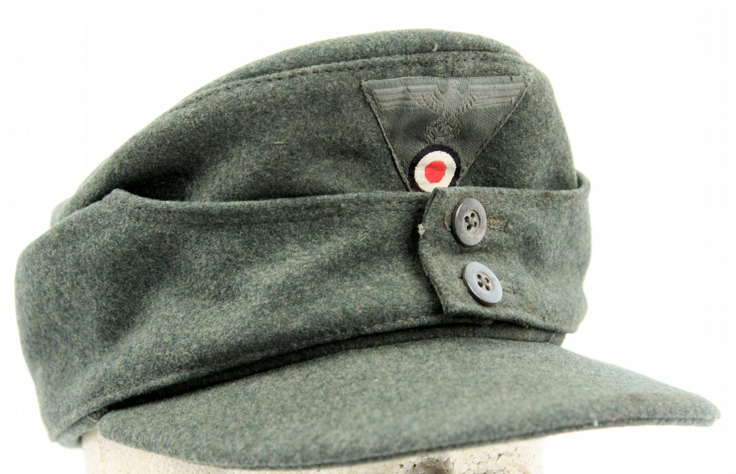 thumbnail image 2 of WW2 WH EM M43 PANZER GRAY-GREEN WOOL FIELD CAP Military HAT WITH PATCH 2 of 14