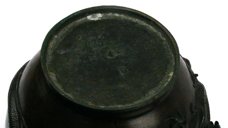 LARGE ANTIQUE BRONZE JAPANESE DRAGON PLANT POT