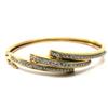 Image 1 : LADIES 14K GOLD & DIAMOND BANGLE BRACELET