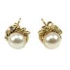Image 2 : LADIES YELLOW GOLD PEARL RING & EARRING LOT