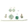 Image 1 : LADIES 14K YELLOW GOLD GREEN JADE JEWELRY LOT