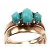 Image 2 : ANTIQUE LADIES 14K GOLD TURQUOISE CAB PIN & RING