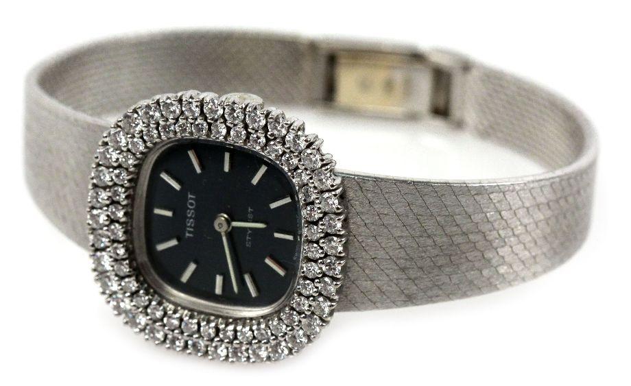 Ladies 18k White Gold Tissot Stylist Diamond Watch