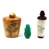 Image 1 : CARVED IVORY JADE & BONE SNUFF BOTTLE LOT OF 3
