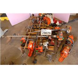 BACKPACK BLOWER, FUEL PUMP W/ METER, HEDGE/GRASS TRIMMERS, CHAIN