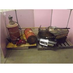 MOWER PARTS, FUEL TRANSFER PUMP W/ METER, GREASE PUMP, HYD POST
