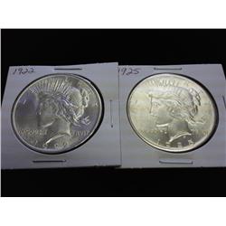 1922 & 1925 PEACE SILVER DOLLARS (UNC)