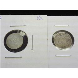 1852 THREE CENT PIECE (SILVER) & 1857 SEATED LIB.