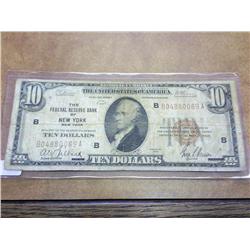 1929 US $10 NATIONAL CURRENCY NEW YORK