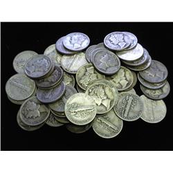 ROLL OF 50 TEENS-40'S MERCURY DIMES