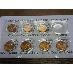 1982 LINCOLN CENT 7 VARIETIES SET (UNC)