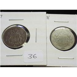 1867 & 68 SHIELD NICKELS