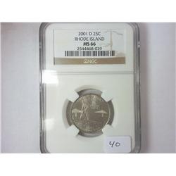 2001-D RHODE ISLAND QUARTER NGC MS66