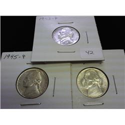 1943-P, 45-P & 45-S JEFFERSON NICKELS WAR TIME